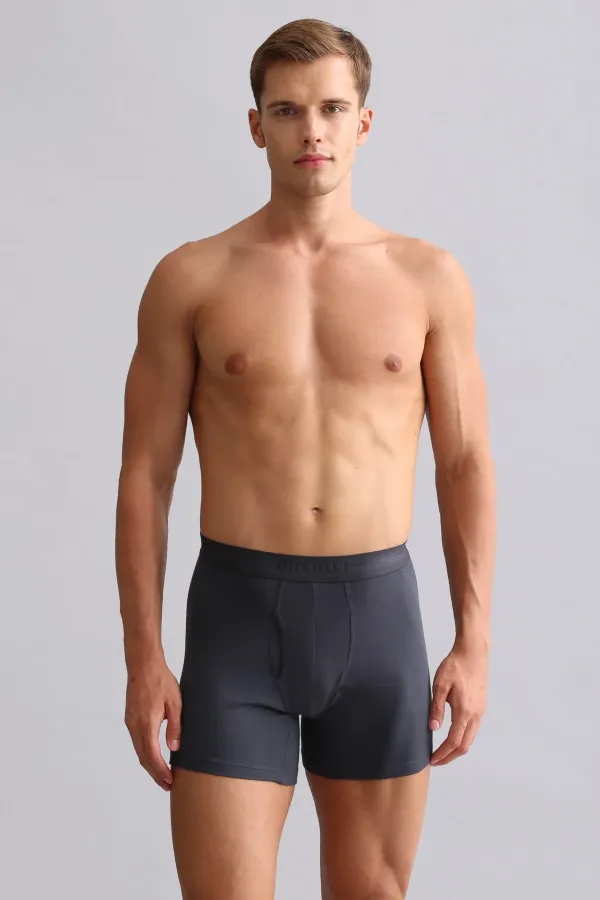 Boxer long SPARTACUS PLUS PERFORMANCE en coton biologique égyptien anthracite