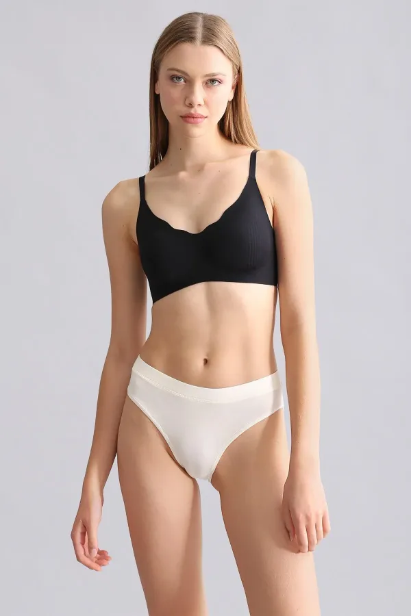 Mısırlı Modal By TENCEL HERA Gizli Lastikli Brazillian 3'Lü Külot Ekru