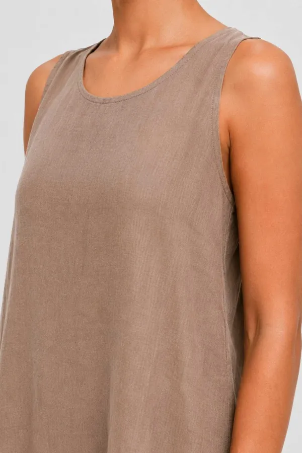 Robe sans manches en coton beige pour femme égyptienne
