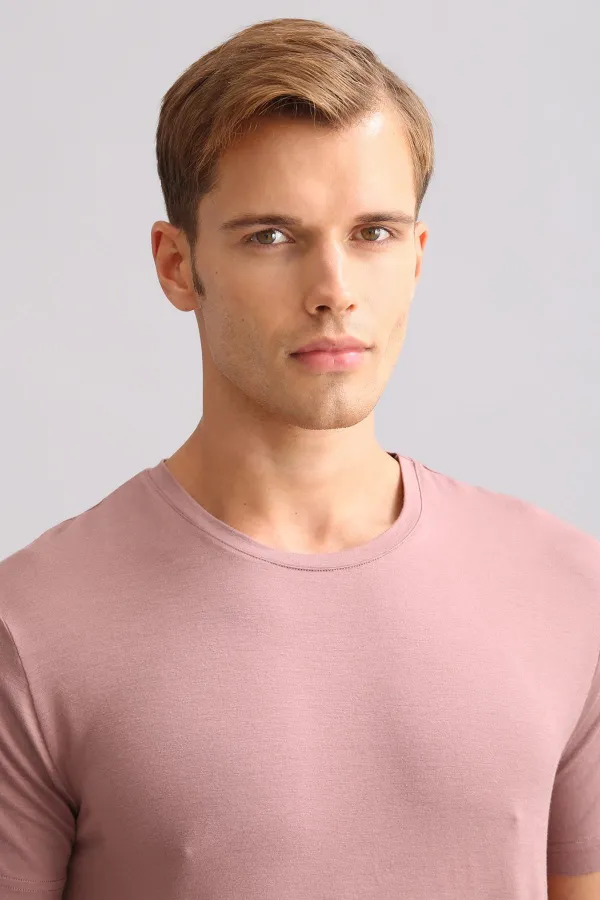 Mısırlı BAMBU ZEUS LUXURY Regular Fit Bisiklet Yaka Fanila / T-Shirt Lavender