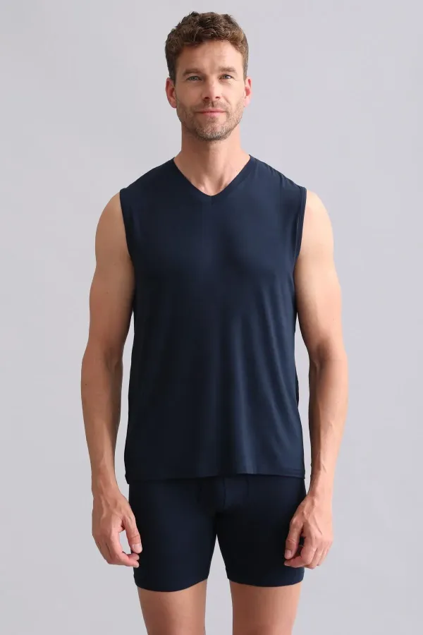 Mısırlı BAMBU ZEUS Regular Fit V Yaka Sporcu Atlet / T-Shirt Lacivert