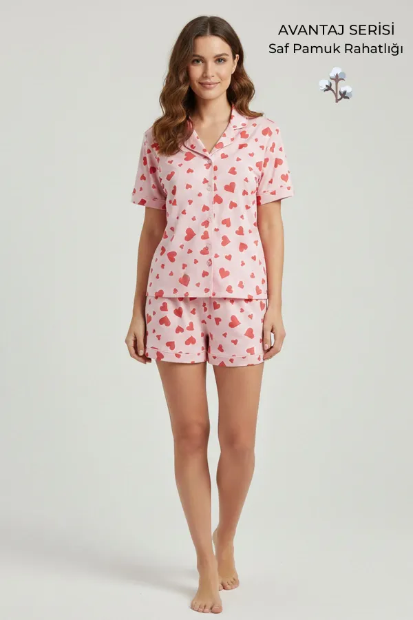 Pamuklu Kısa Kollu Gömlek Şortlu Takım AÇIK SARI