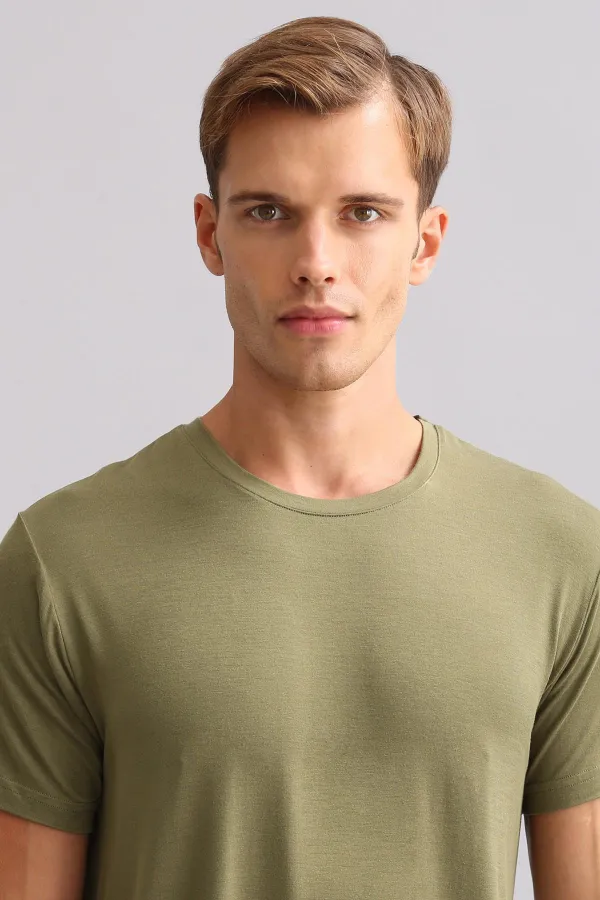 Mısırlı BAMBOO ZEUS LUXURY Regular Fit Crew Neck Undershirt/T-Shirt Khaki Olive