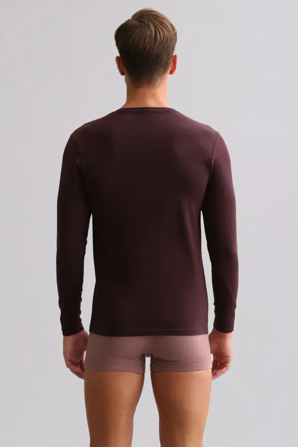 BAMBU HERCULES Slim Fit Bisiklet Yaka Uzun Kollu Erkek  Fanila Mor