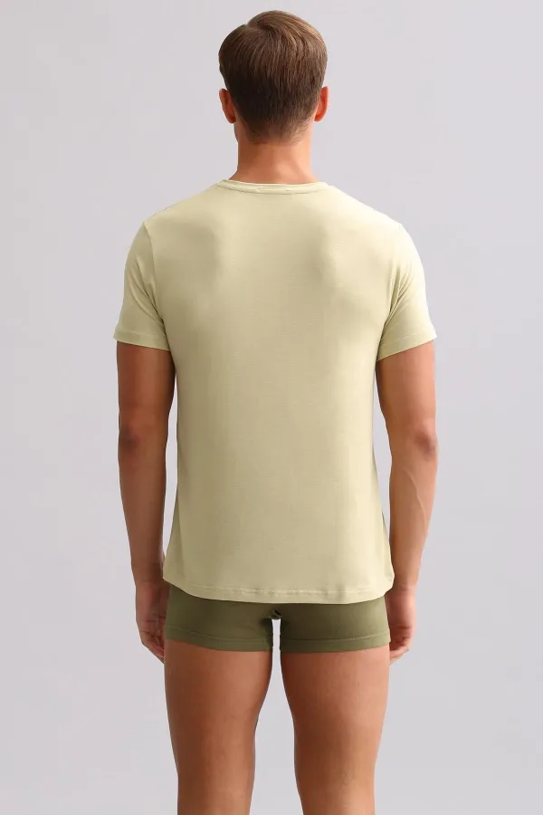Mısırlı ORGANIC Cotton ZEUS LUXURY Regular Fit Crew Neck Undershirt/T-Shirt Khaki Island