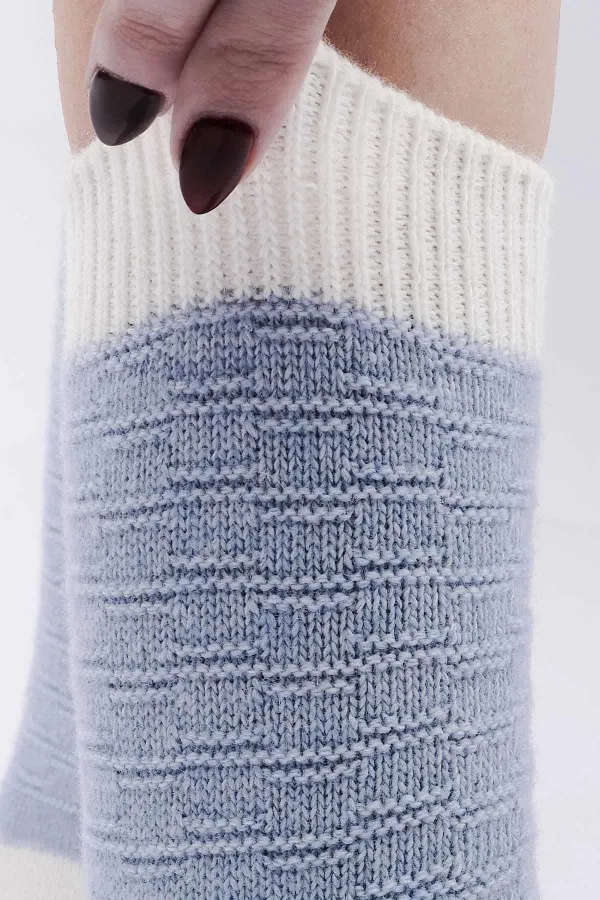 Mısırlı Kadın Koyun Yünü Tekli Soket Çorap Mavi