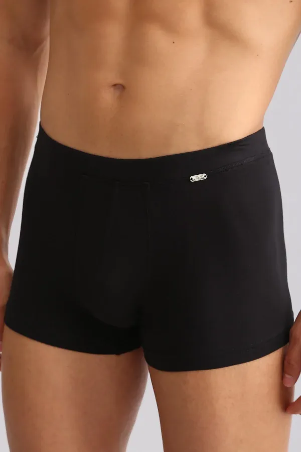 Boxer ZEUS LUXURY en coton biologique égyptien, coupe classique, avec emblème métallique, noir