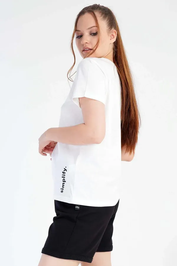 Mısırlı Kadın Pamuklu Kısa Kol Şort Takımı Beyaz