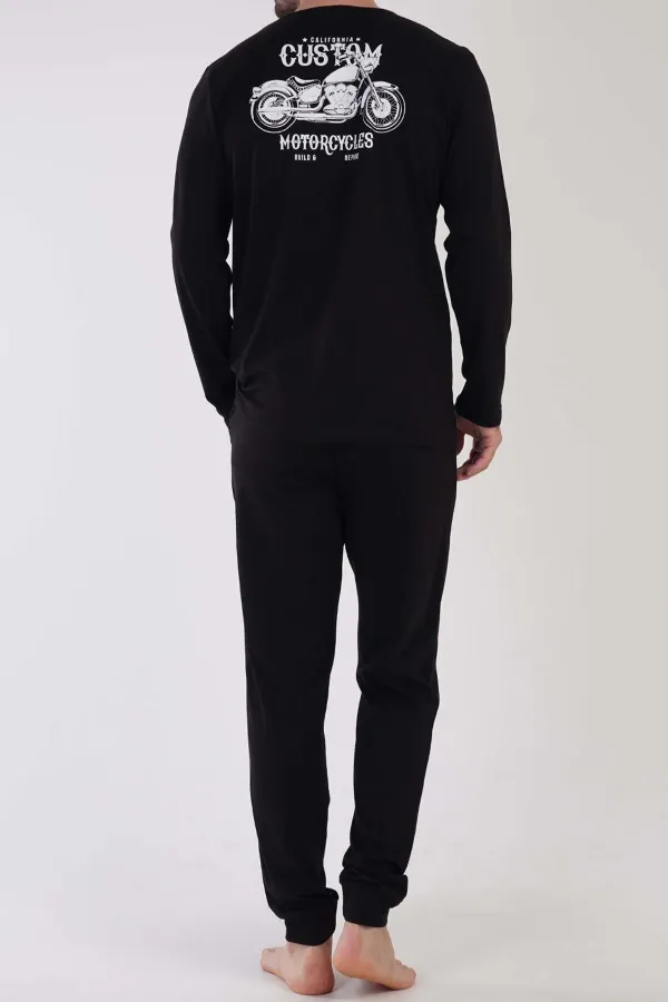 Ensemble pyjama égyptien noir à manches longues en coton pour homme