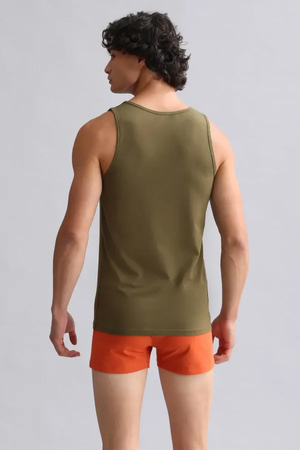 Mısırlı ORGANIC Pamuklu HERCULES Slim Fit Basic Atlet Koyu Haki