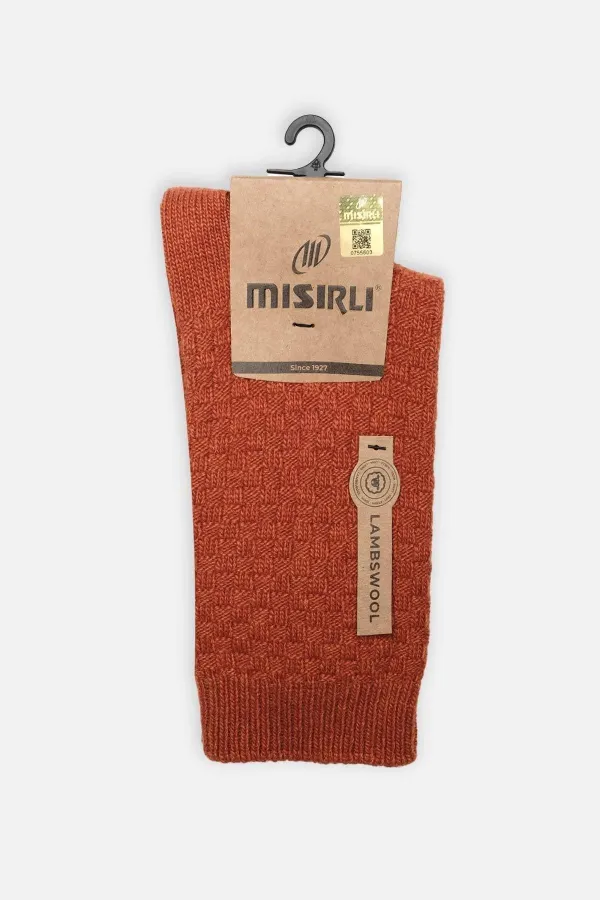 Mısırlı Kadın Koyun Yünü Tekli Soket Çorap Kiremit