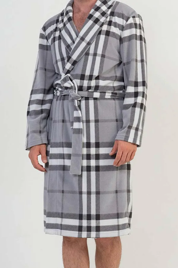 Mısırlı Erkek Polar Uzun Kollu Sabahlık Gri