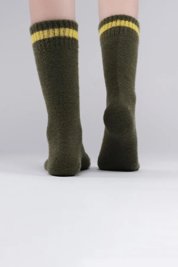 Mısırlı Kadın Soft Peluş Termal Tekli Soket Çorap Haki