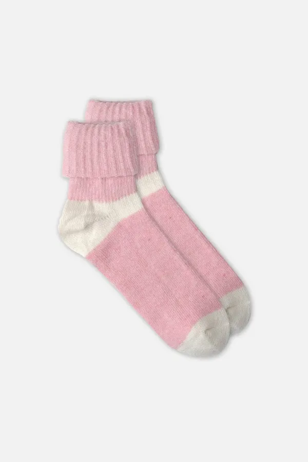Mısırlı Kadın Alpaka Yünü Kışlık Kıvrık Tekli Soket Çorap Pembe