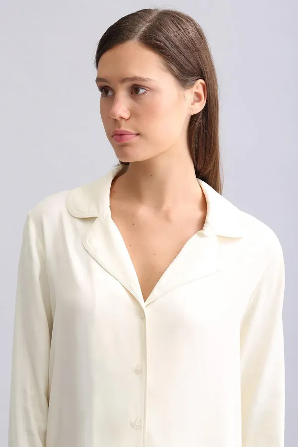 Mısırlı Women's Bamboo Pajama Set, Off-White