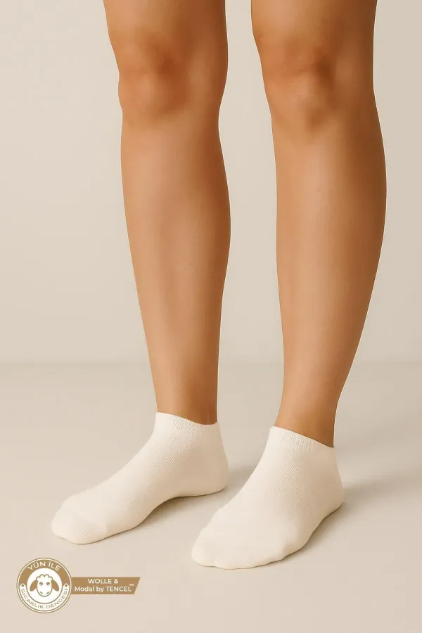 Chaussettes unisexes égyptiennes en modal TENCEL et laine mélangée, lot de 6 paires, écrues