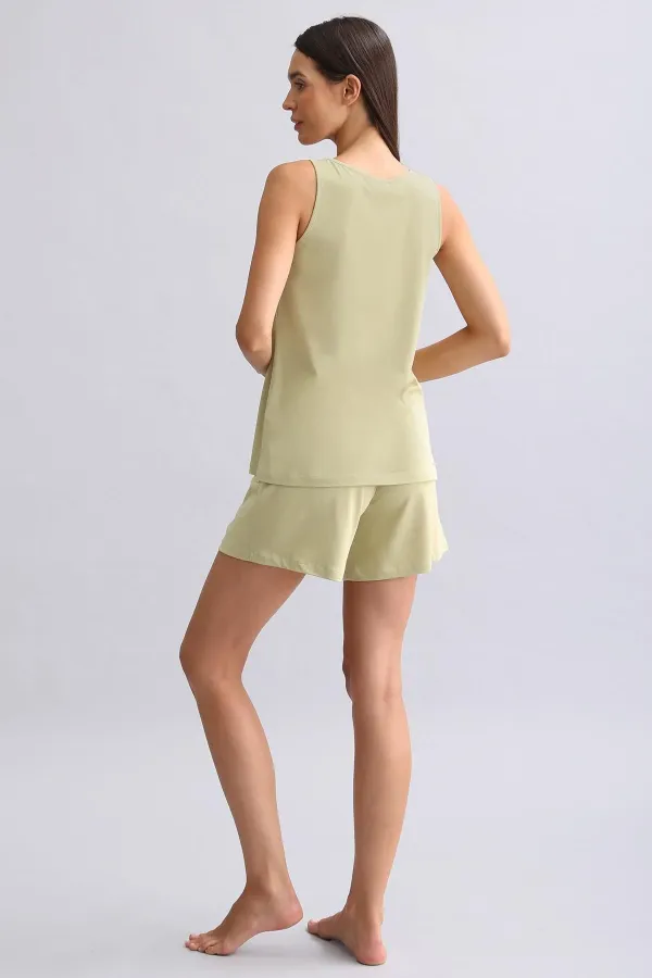 Mısırlı Kadın Bambu Şort Adaçayı Yeşili