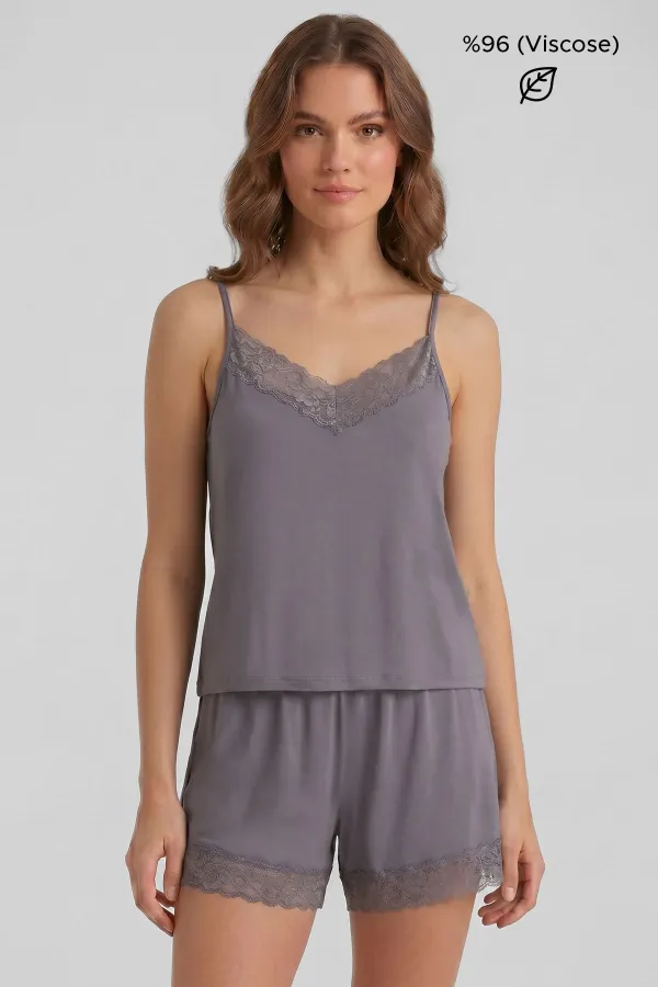 Egyptian Women's Viscose Shorts Set Matte Lilac Egyptian Women's Viscose Shorts Set Matte Lilac