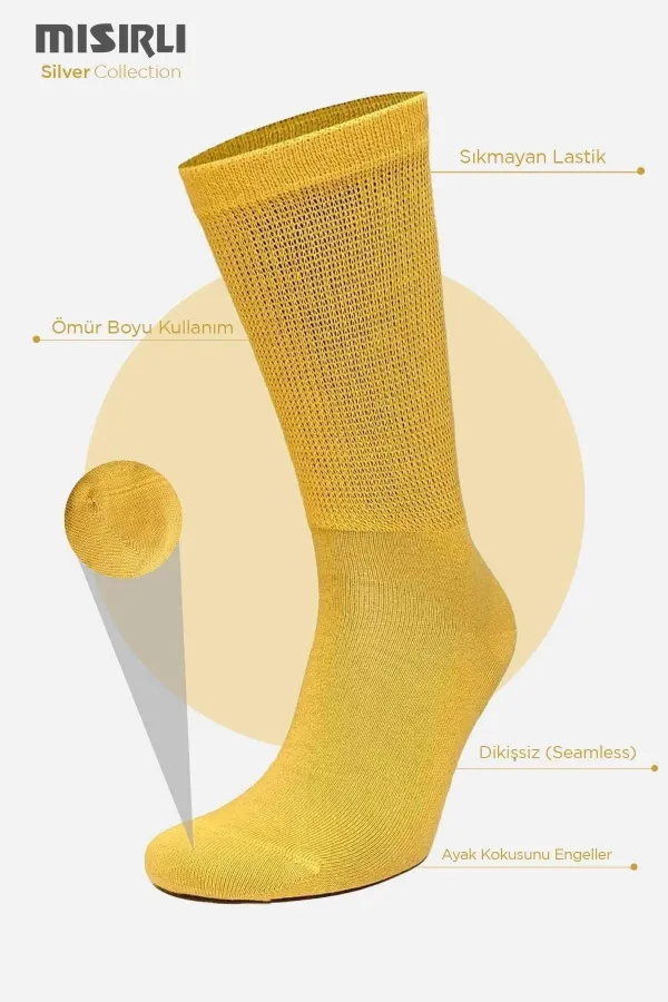 Egyptian Men's 10% Silver Single Socket Socks Yellow Egyptian Men's 10% Silver Single Socket Socks Yellow