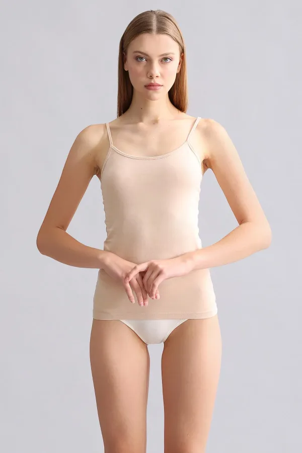 Mısırlı Modal By TENCEL SARAH İnce Askılı Atlet Ten