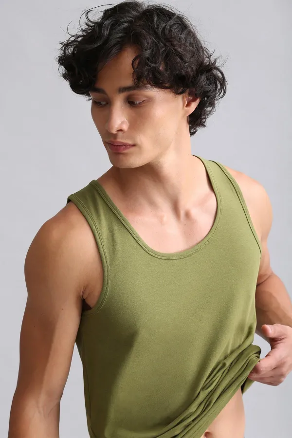 Mısırlı ORGANIC Cotton HERCULES Slim Fit Basic Tank Top Khaki
