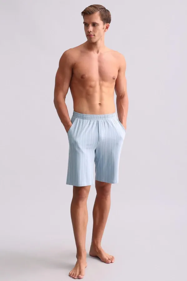 Short de pyjama en bambou bleu pour homme, style égyptien