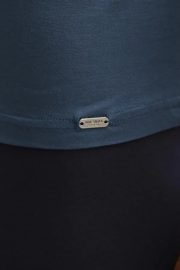 Mısırlı ORGANIC Cotton ZEUS LUXURY Regular Fit V-Neck Athletic Tank Top/T-Shirt Navy Blue