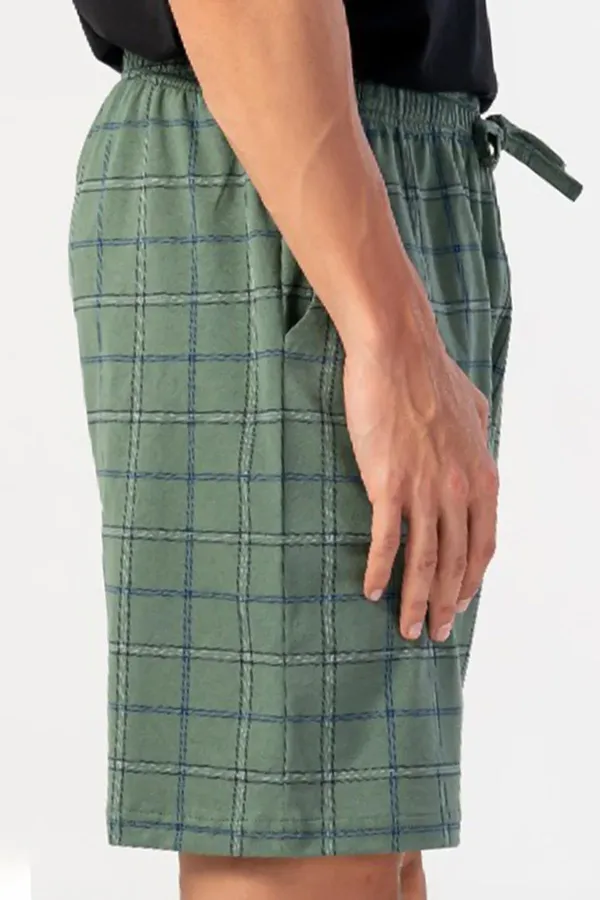 Short en coton à carreaux vert pastel pour homme