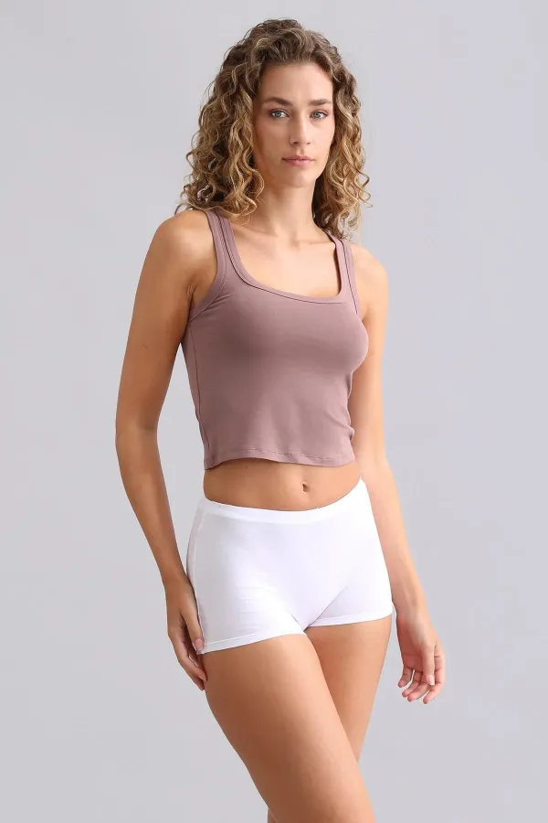 Mısırlı Modal By TENCEL U HELEN Kalın Askılı Crop / T-Shirt Lavender