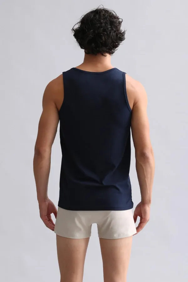 Mısırlı BAMBOO HERCULES Slim Fit Basic Tank Top Navy Blue
