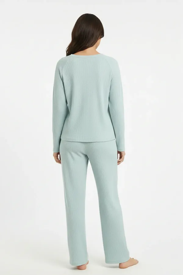 Ensemble pyjama en tissu gaufré pour femme, couleur menthe, style égyptien