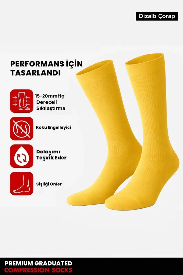 Chaussettes hautes unisexes en coton biologique égyptien pour l'aviation et les pilotes, couleur moutarde, avec technologie de serrage spéciale