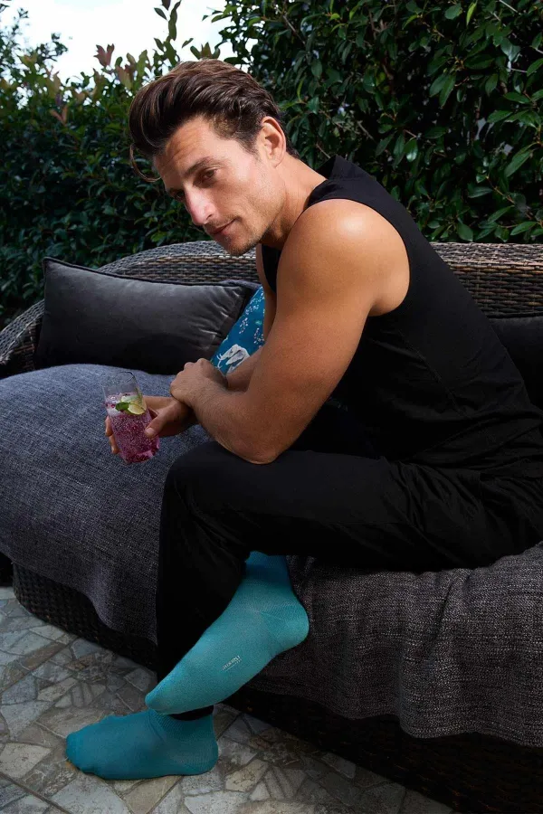 Chaussettes homme à une seule douille en argent 10 %, bleu marine