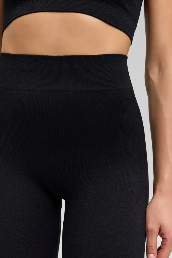 Kadın Activewear Carlotta Seamless Ripli Tayt Siyah