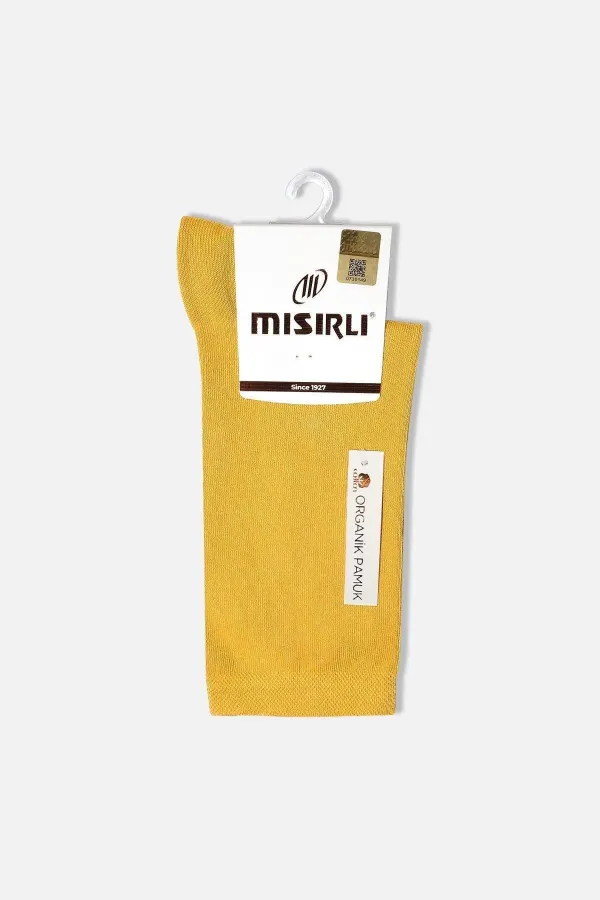 Mısırlı Kadın Organik Pamuklu Tekli Soket Çorap Sarı