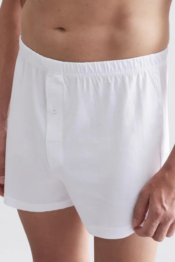 Mısırlı ORGANIC Cotton Relax Loose Fit Button-Down Extra Wide Leg Boxer Shorts White