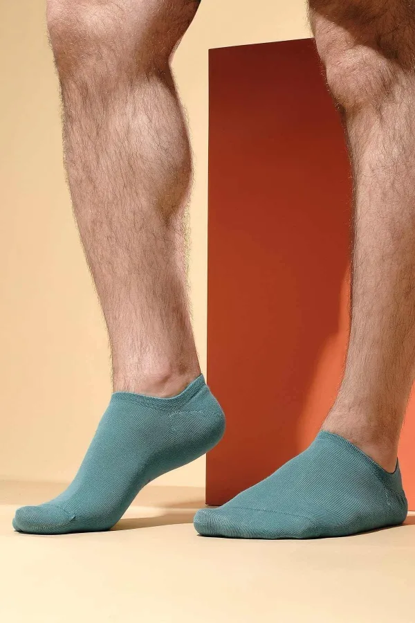 Mısırlı Erkek Organik Pamuklu Tekli No Show Çorap Pastel Mavi