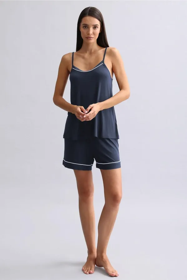 Mısırlı Kadın Modal Şort Gece Mavisi