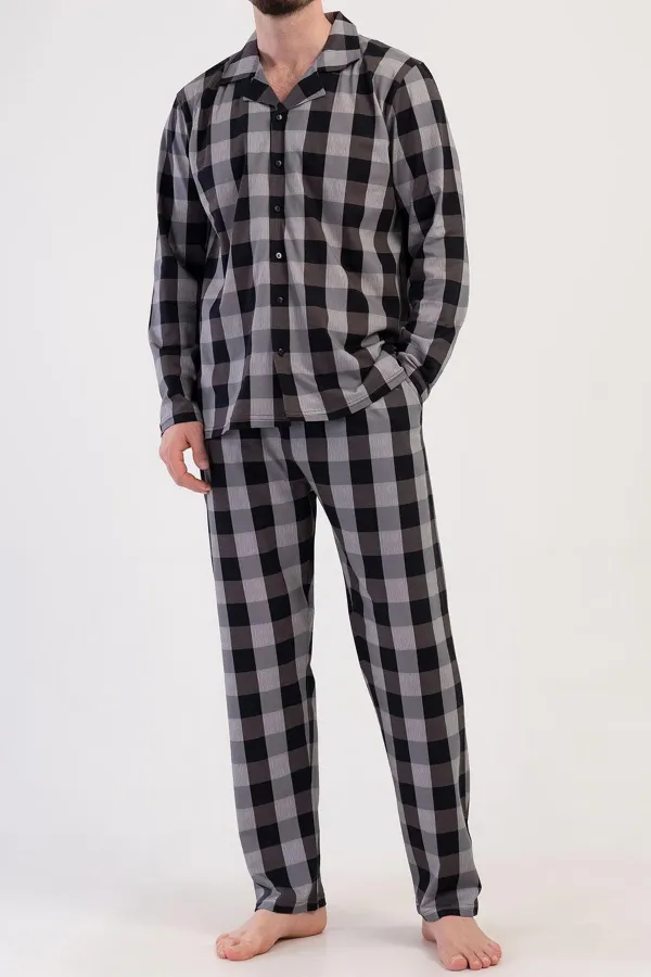 Mısırlı Erkek Pamuklu Uzun Kollu Pijama Takımı Siyah