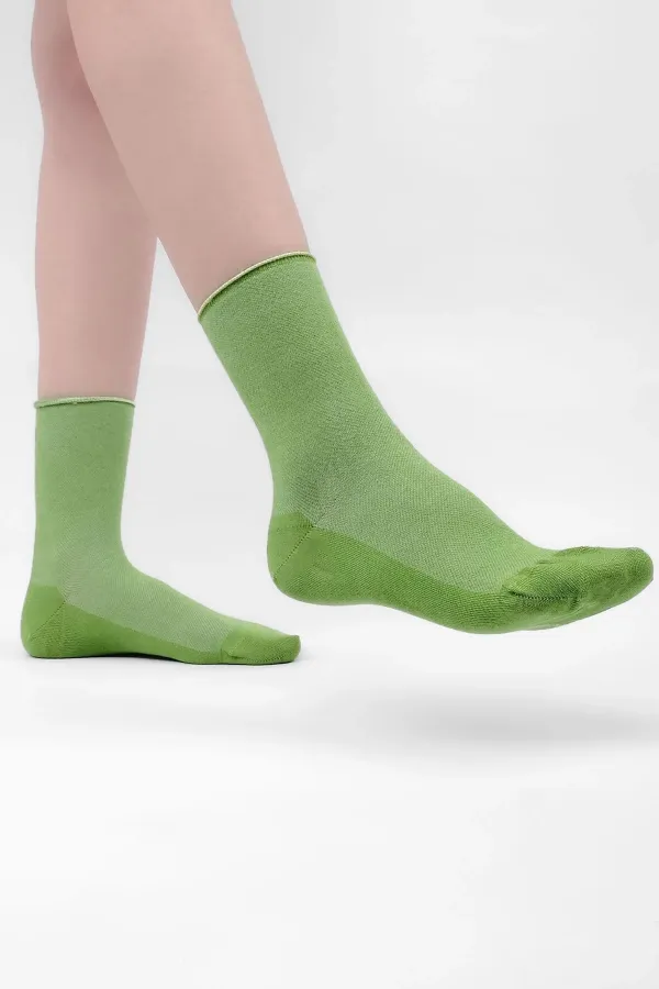 Mısırlı Kadın Bambu Tekli Diabetiker Lastiksiz Soket Çorap Yeşil