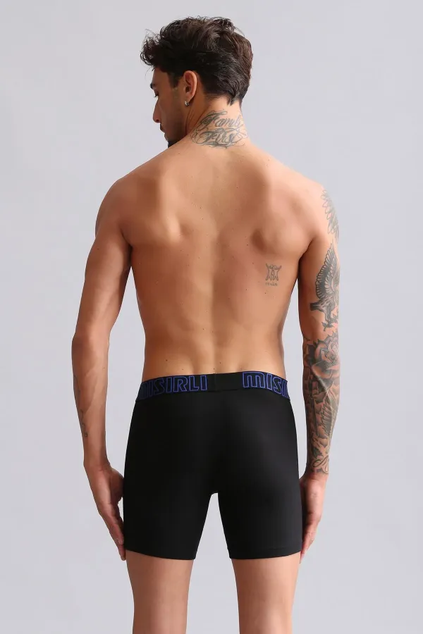 Mısırlı Modal By TENCEL SPARTACUS PERFORMANCE Long Boxer Mavi Lastikli Siyah