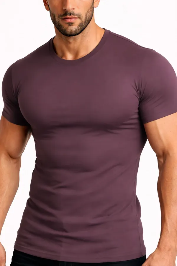 Mısırlı ORGANIC Pamuklu HERCULES Slim Fit Bisiklet Yaka Fanila / T-Shirt Mor