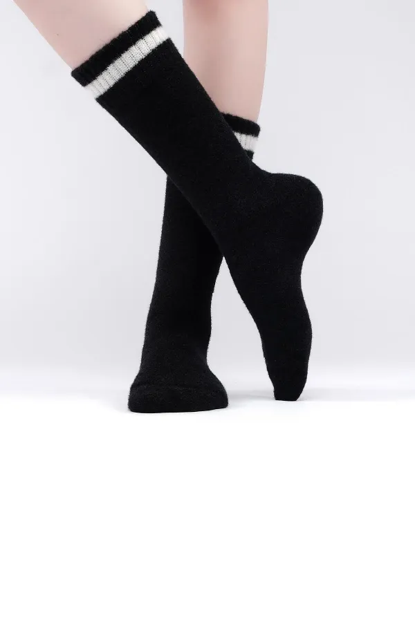 Mısırlı Kadın Soft Peluş Termal Tekli Soket Çorap Siyah