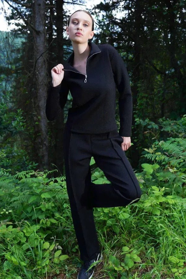 Ensemble de survêtement noir à manches longues pour femme, style égyptien