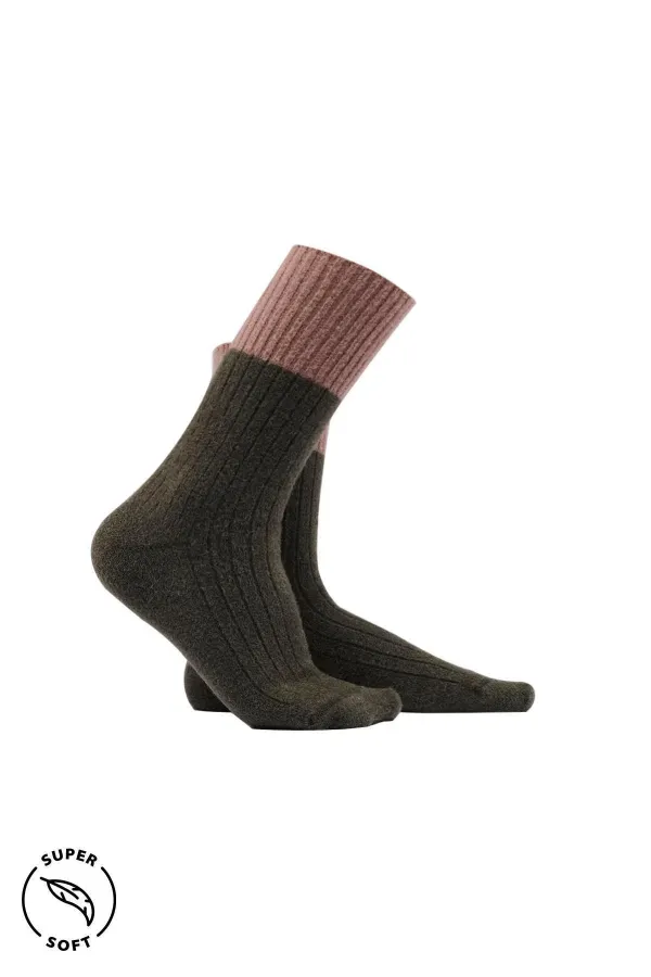 Mısırlı Kadın Soft Peluş Termal 6 Çift Kutulu Soket Çorap Çok Renkli