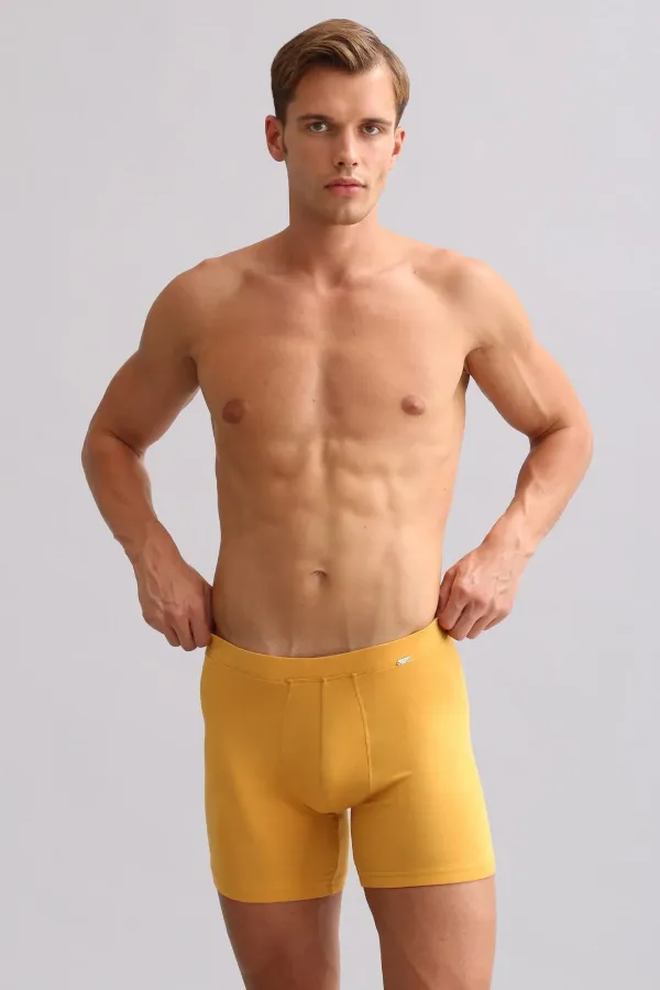 Mısırlı BAMBU ZEUS LUXURY Regular Fit Metal Armalı Long Boxer Hardal