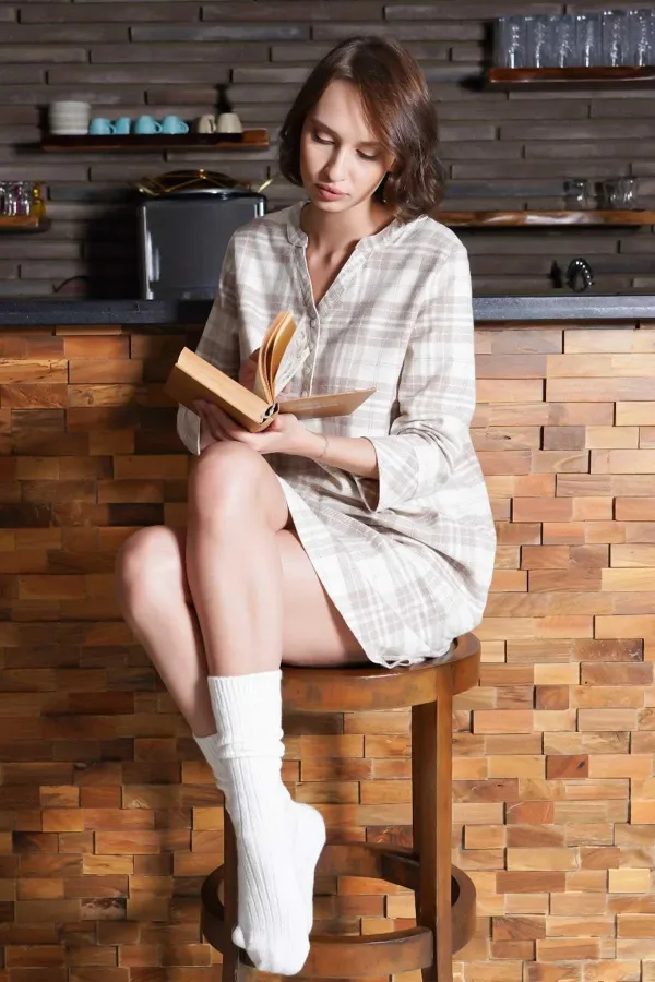 Women's Cotton Plaid Shirt Dress Pink