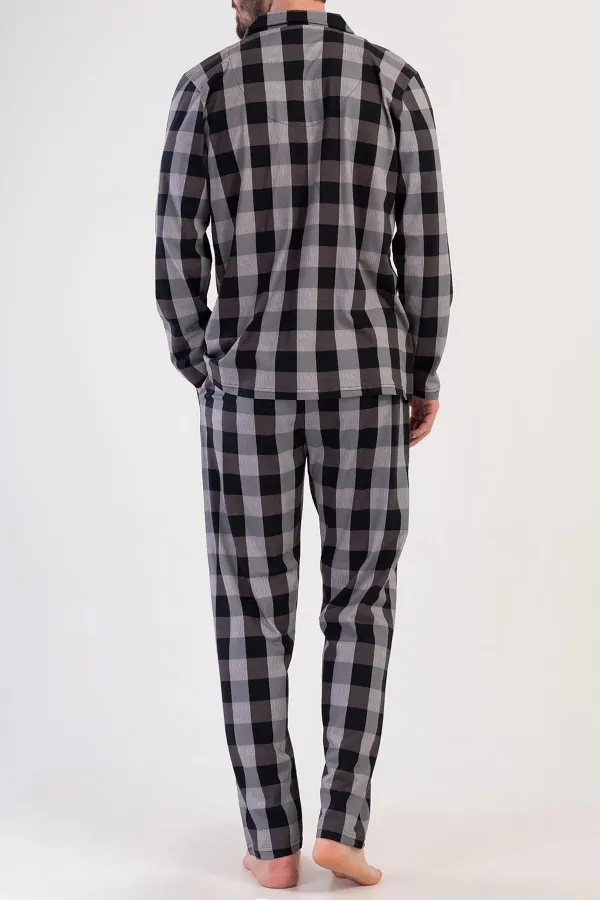Mısırlı Erkek Pamuklu Uzun Kollu Pijama Takımı Siyah