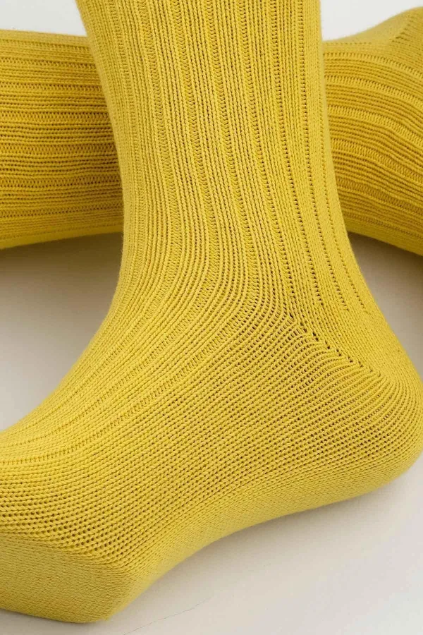 Mısırlı Unisex Pamuklu Bio Cotton Kışlık Soket Çorap Sarı