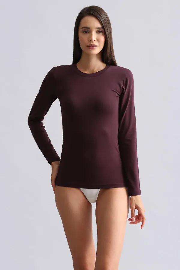 Débardeur/sweat-shirt à manches longues et col rond en modal égyptien TENCEL BRITT violet